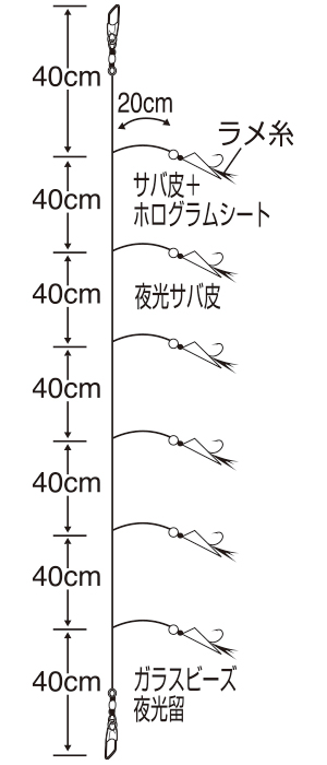 アジ サバ 二筋フラッシャー&グロー