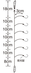 ワカサギ鬼返し6本鈎（フッ素）